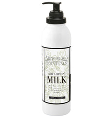 Lait de soja Archipelago Botanicals dans sa bouteille, hydratation durable pour la peau.