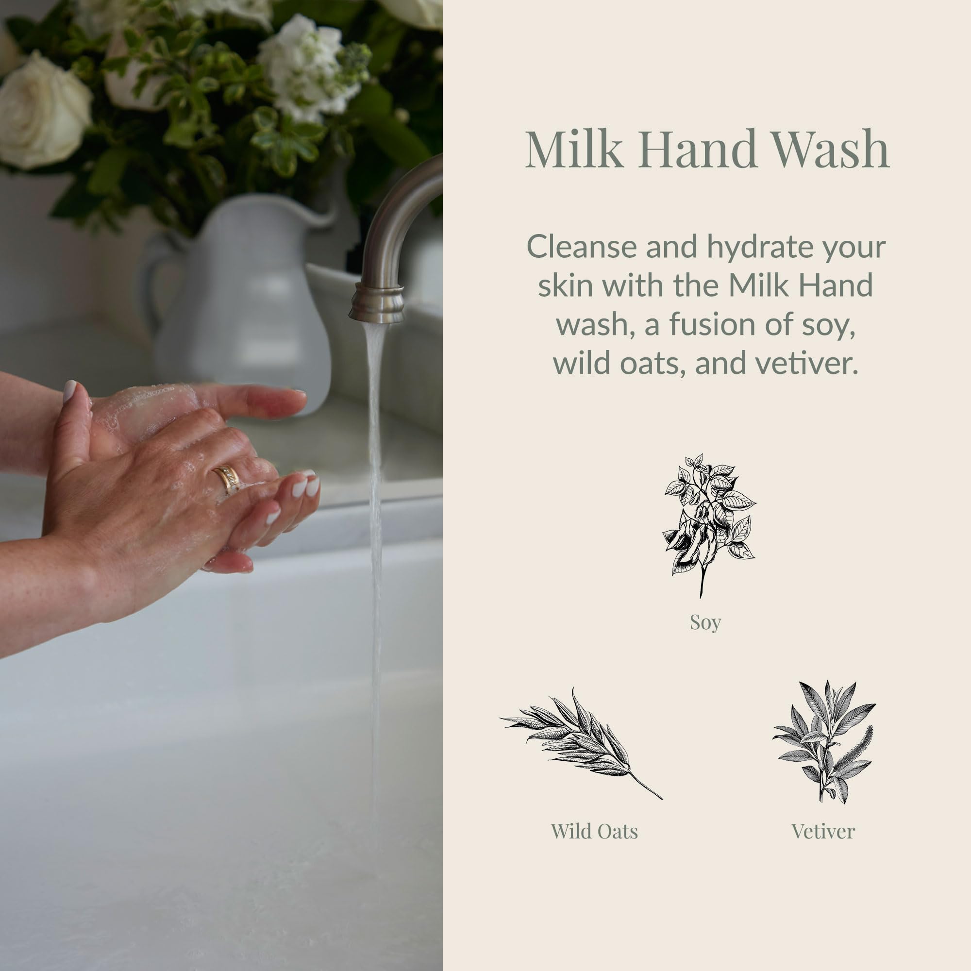 Archipelago Botanicals Savon pour les mains au lait – étiquette visible et informations sur la formulation.