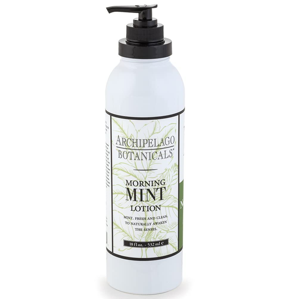 Lotion Matin Menthe d'Archipelago Botanicals, bouteille élégante – hydratation légère pour peaux sensibles.