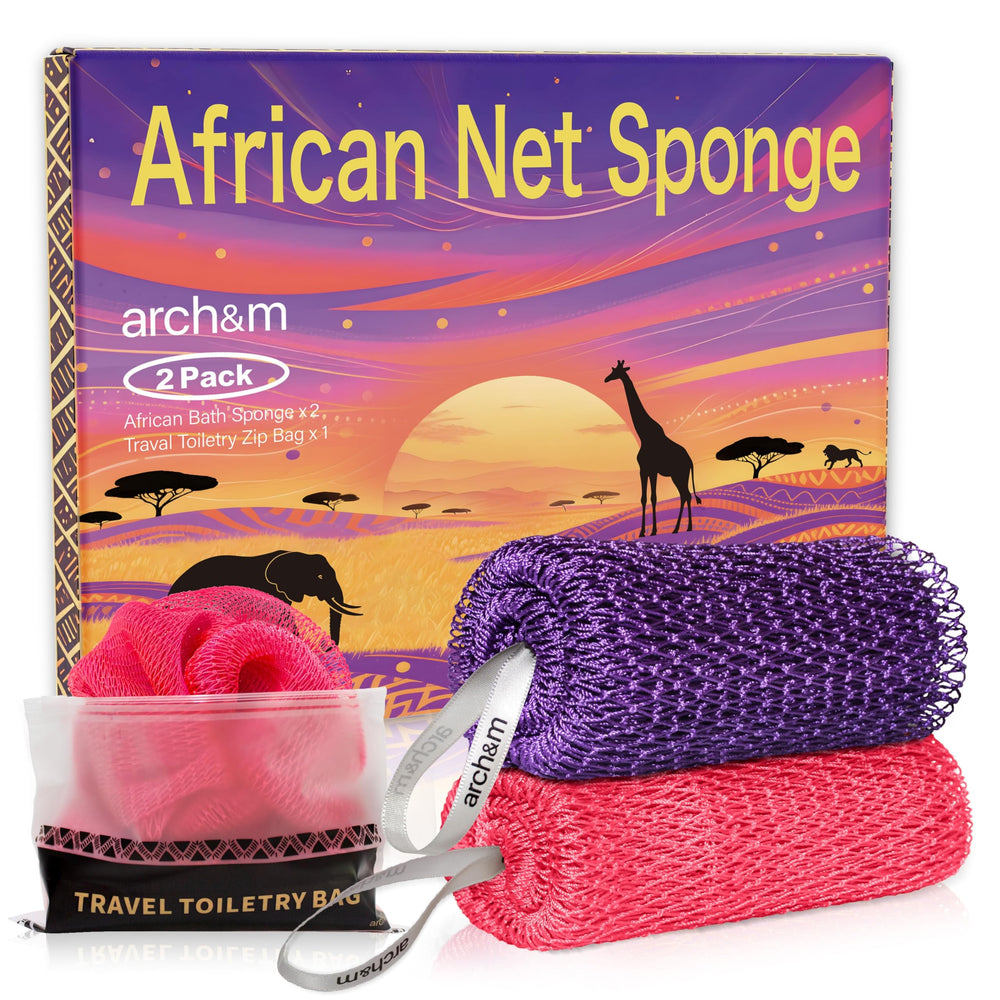 Éponge ARCH&M africaine en filet pour exfoliation en douceur du corps.