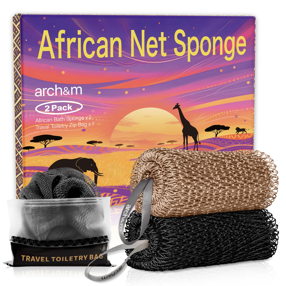 ARCH&M éponge réseau Afrique noir-champagne prête pour exfolier en douceur
