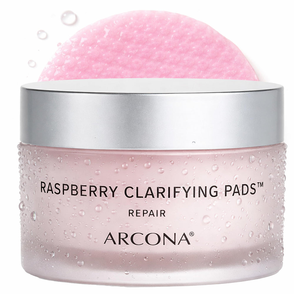 ARCONA tampons clarifiants framboise — emballage élégant facilitant une routine fraîche.