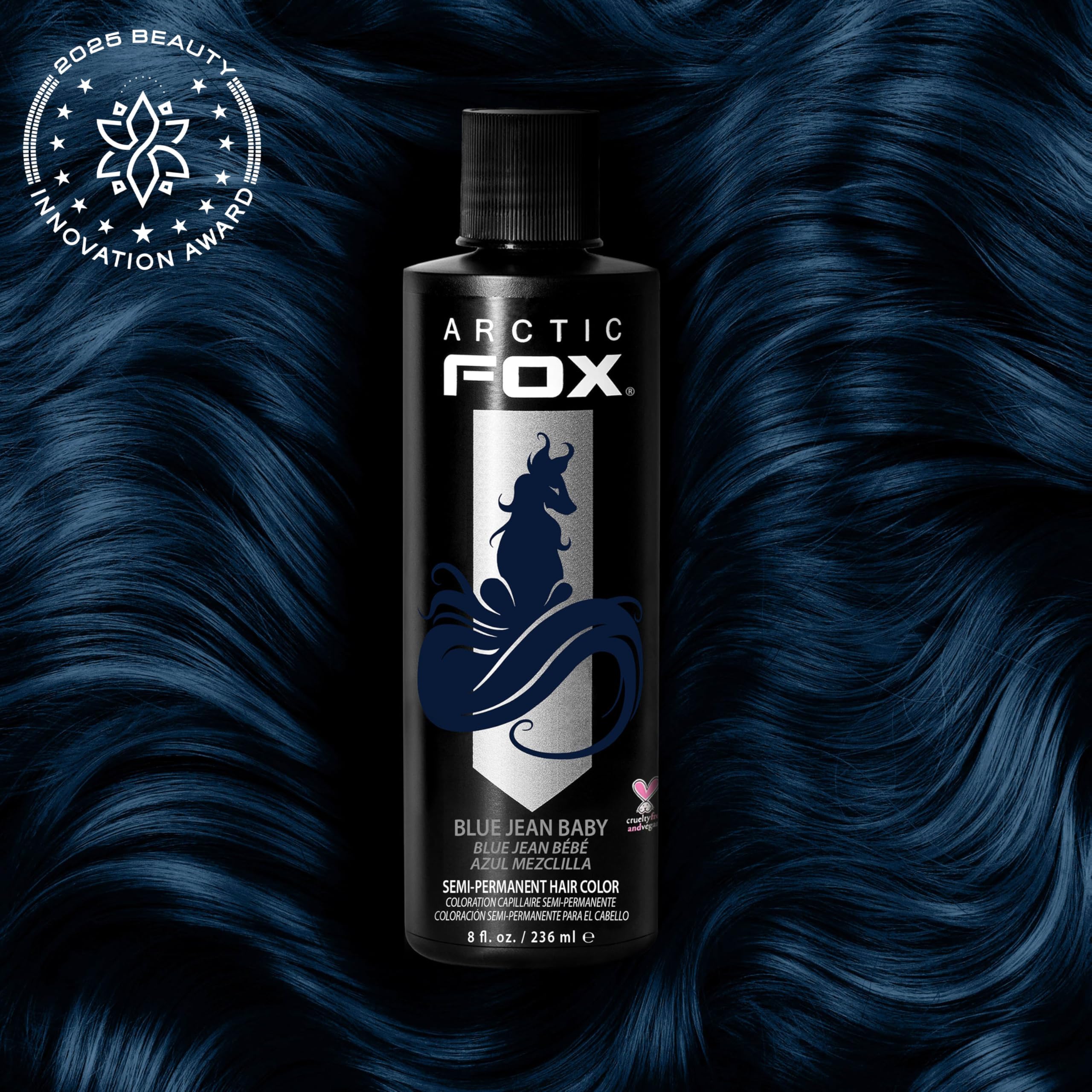 ARCTIC FOX Blue Jean Baby: teinte nuit bleue pour cheveux intenses.