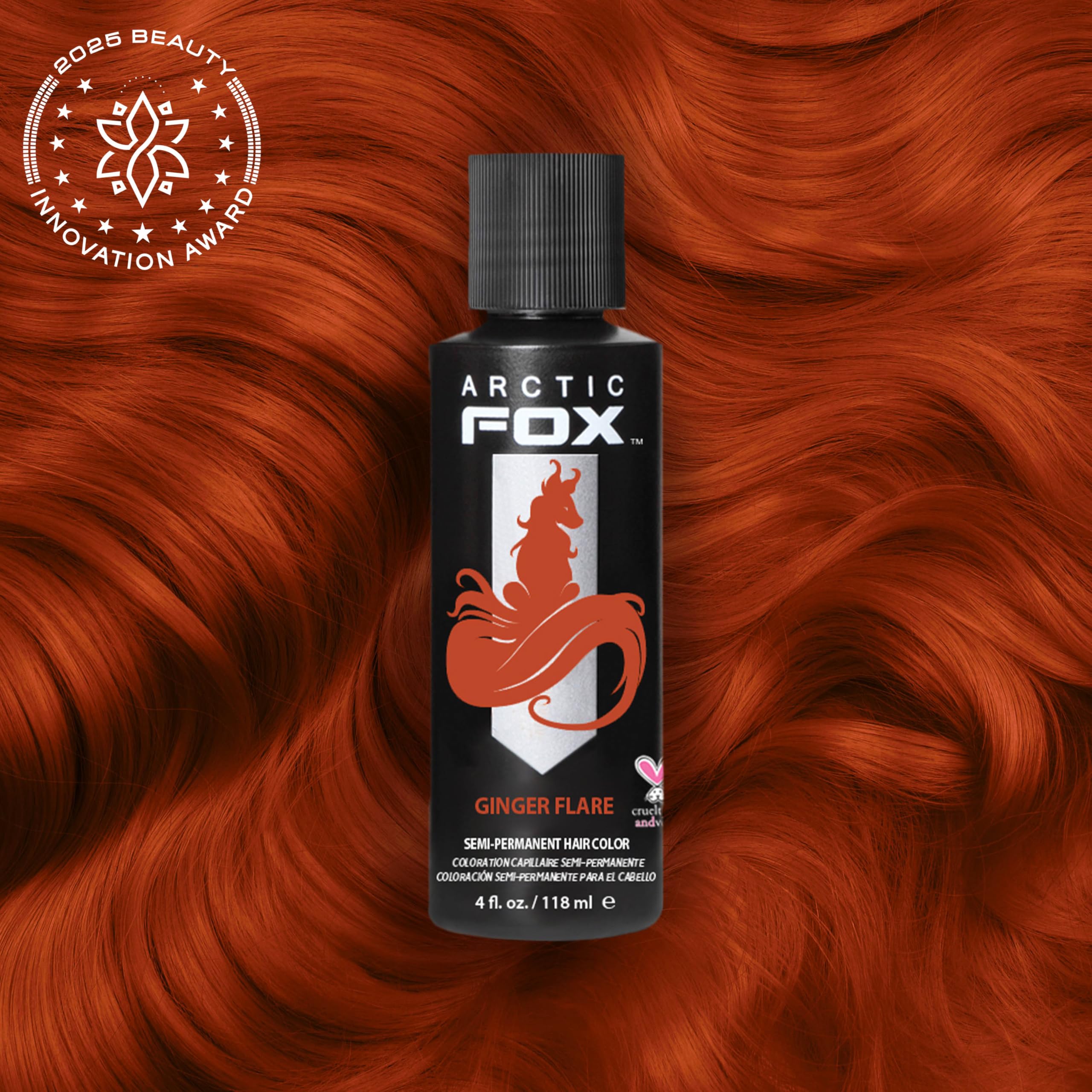 ARCTIC FOX Ginger Flare: échantillon-teinte pour visualiser l'effet orange sur cheveux blonds.