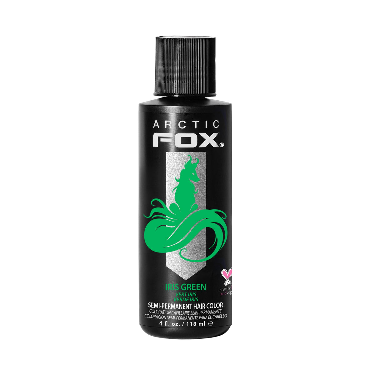 ARCTIC FOX Iris Green — bouteille prête à l’application, teinte verte vibrante.