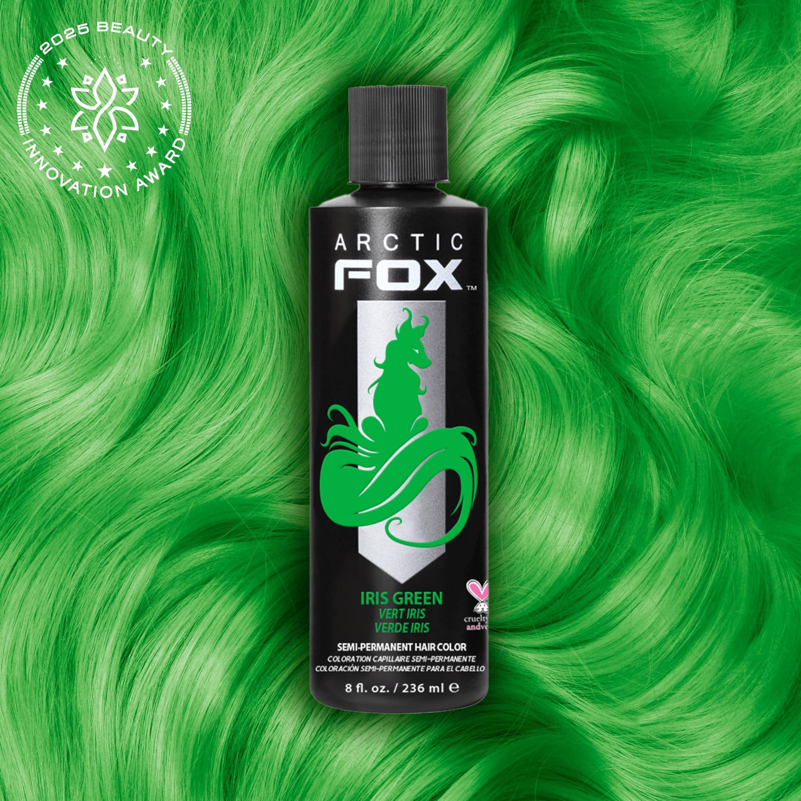 ARCTIC FOX Iris Green teinte verte: couleur moyenne idéale sur cheveux pré-éclaircis.