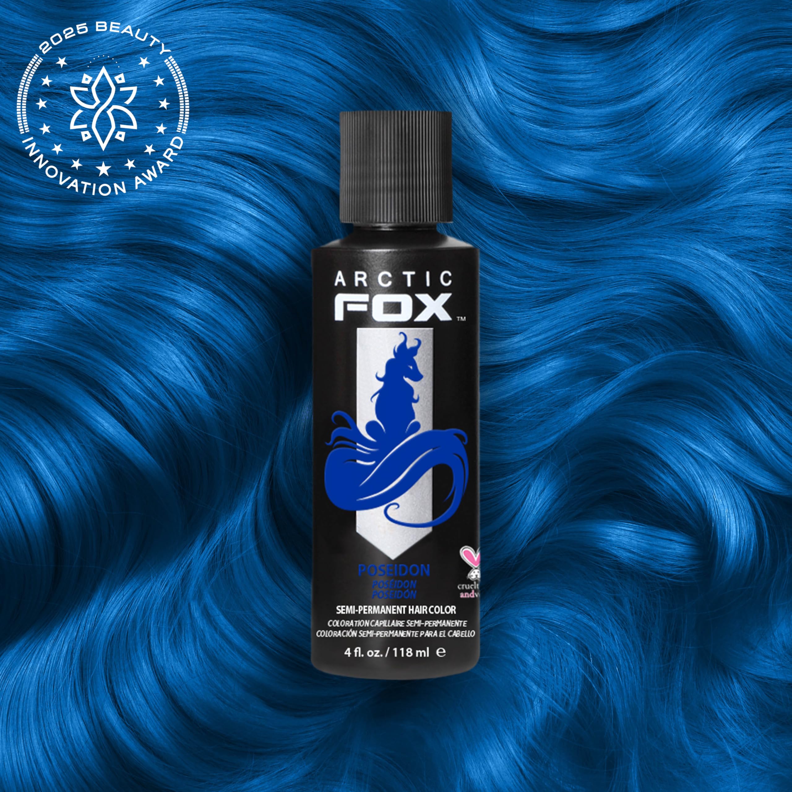 ARCTIC FOX Poseidon – application-cheveux: teinte bleu uniforme lors de l'application.
