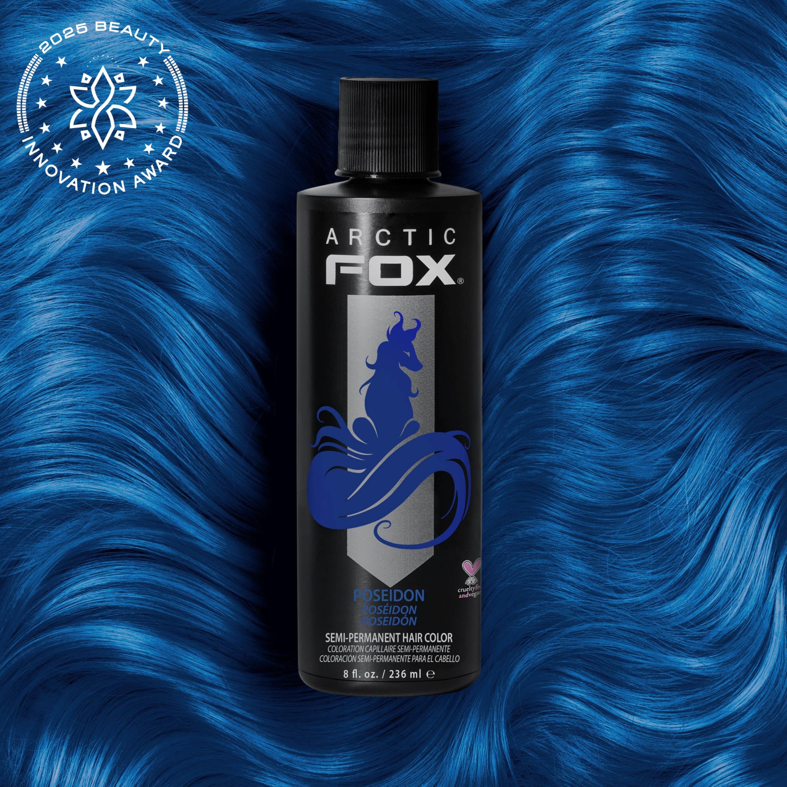 ARCTIC FOX Poseidon échantillon, teinte bleue prête pour inspiration coiffure