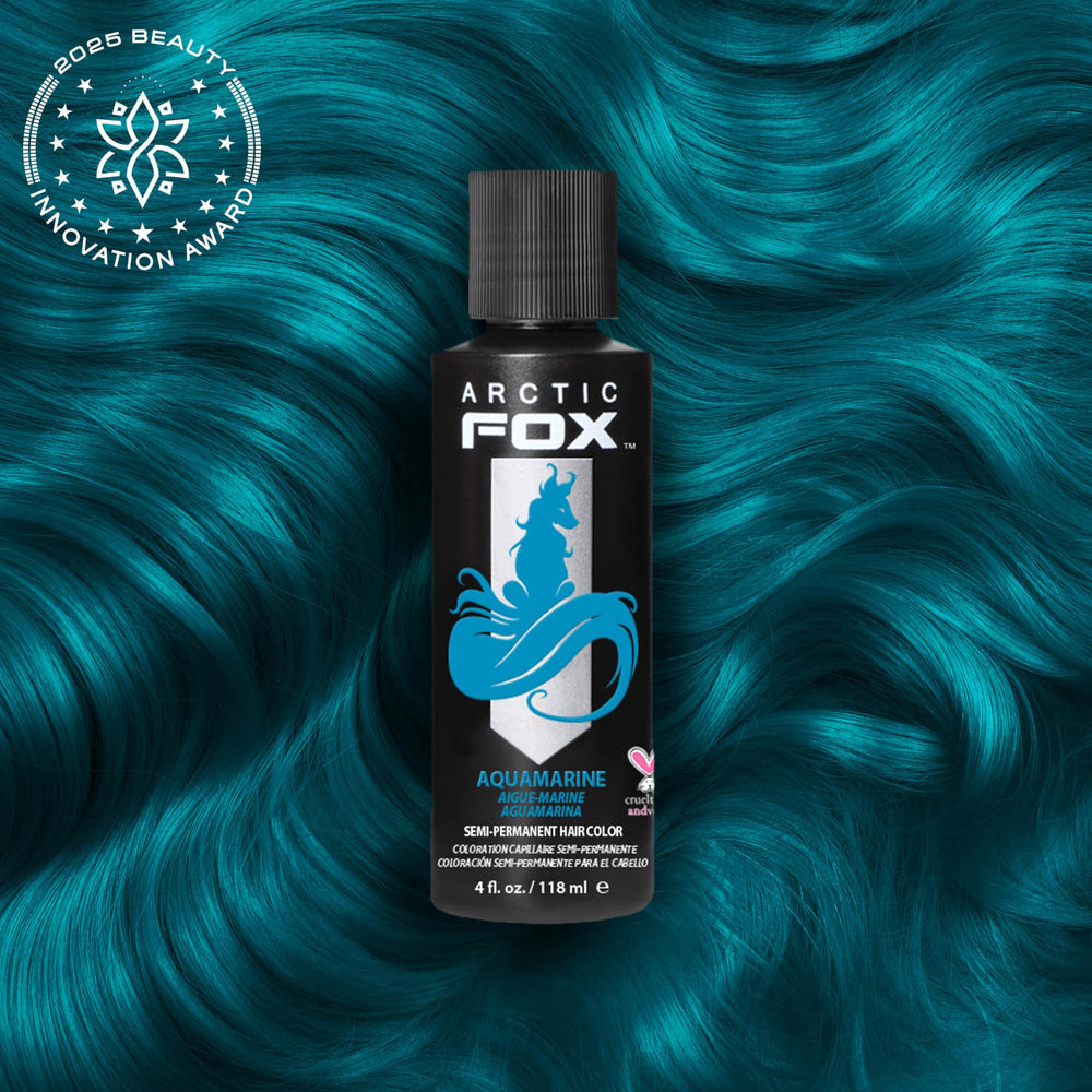 ARCTIC FOX teinte bleu aquamarine sur cheveux pré-éclaircis, résultats intenses
