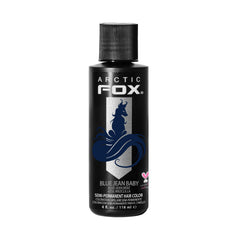 ARCTIC FOX – teinture bleu jean, bouteille montrant la teinte durable sans ammoniac.