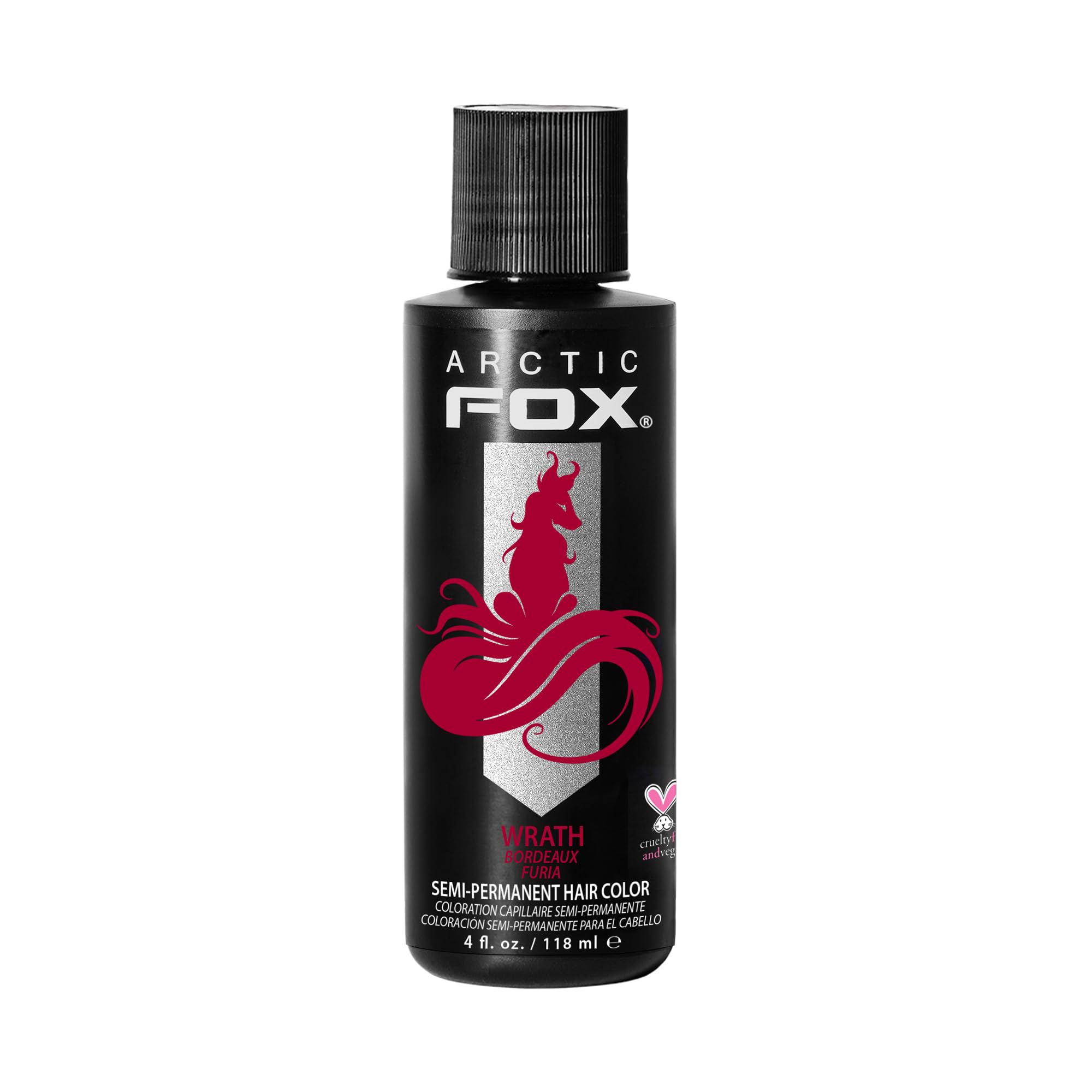 ARCTIC FOX Wrath – Bouteille colorant vegan, rouge intense prête à l'emploi.