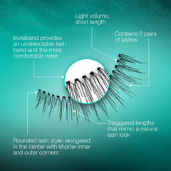 Ardell 110 black false lashes provide a subtle eye-lift effect.
