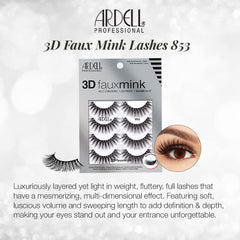 Ardell 3D Faux Mink 853 — effet croisillon 3D pour du volume naturel.