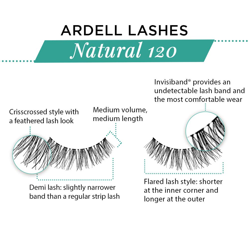 Ardell Cils Naturels 120 Noir, cheveux humains 100% pour apparence naturelle.
