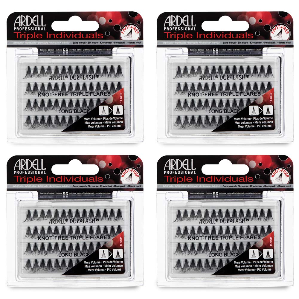 Cils Ardell triples individuels longs noirs sans noeud pour un regard amplifié