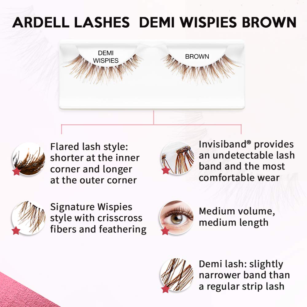 Ardell Demi Wispies brun, application facile grâce à la bande invisible.