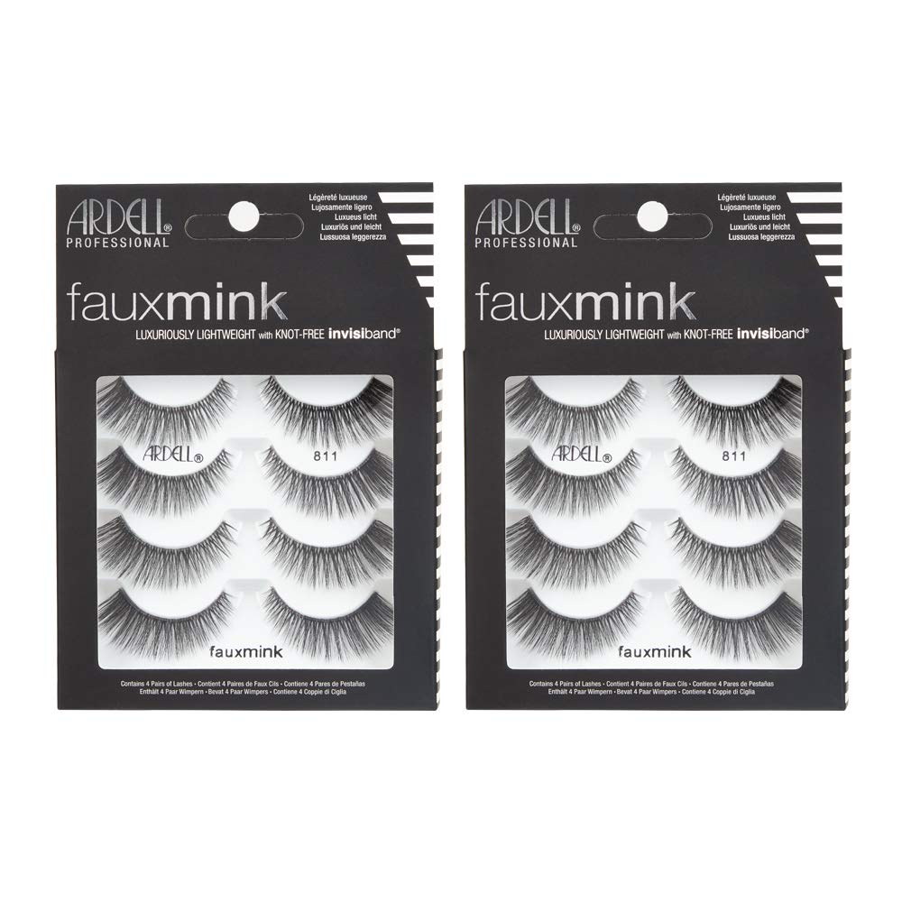 Ardell Faux Mink 811 lashes with Invisiband, closeup for natural lift and easy wear.