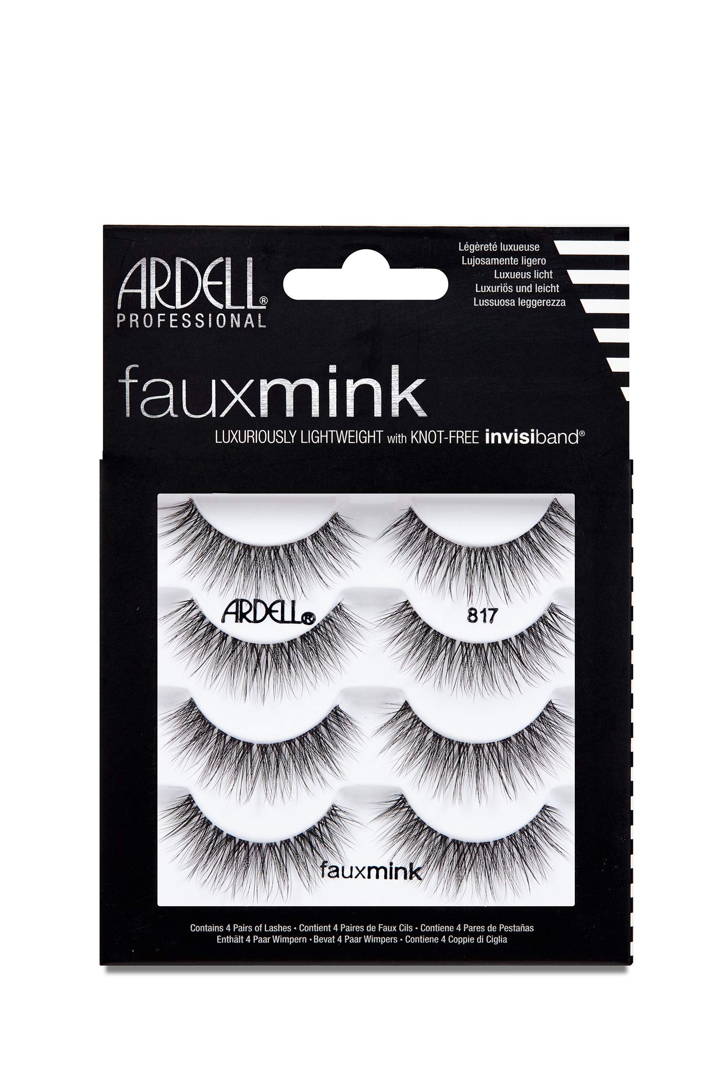 Ardell Faux Mink 817 cils légers pour un regard naturel et confortable toute la journée.