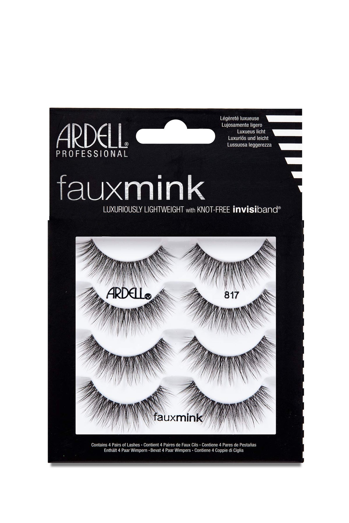 Ardell Faux Mink 817 cils légers pour un regard naturel et confortable toute la journée.
