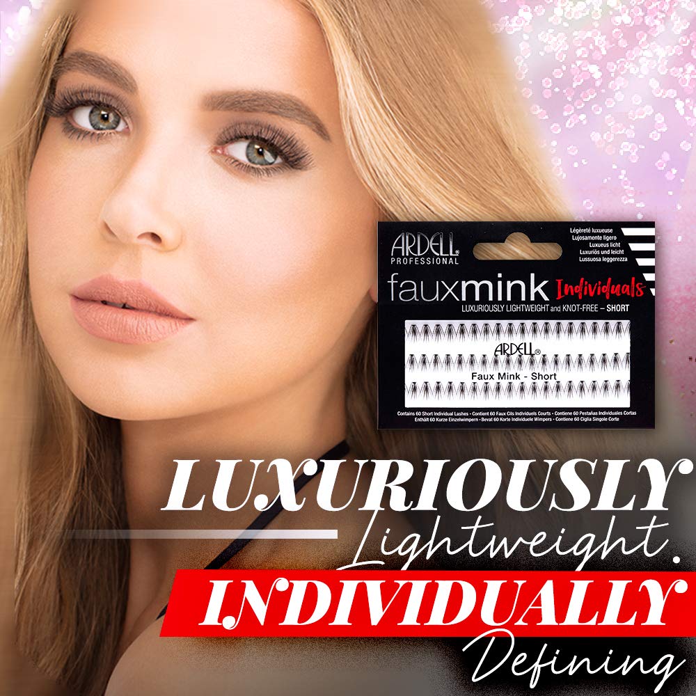 Ardell Faux Mink Short Black individual lashes deliver feathered, lightweight volume