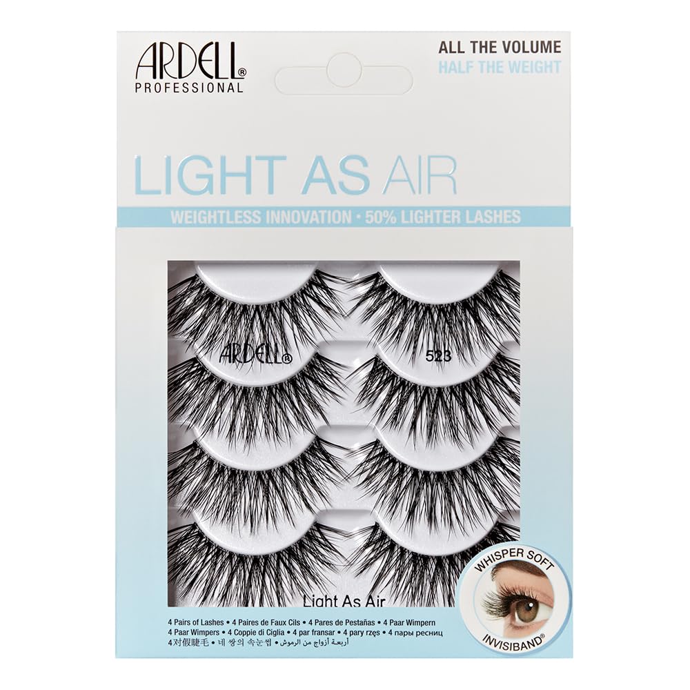 Cils Ardell Light As Air 523, pack 4 paires pour un regard léger et naturel.