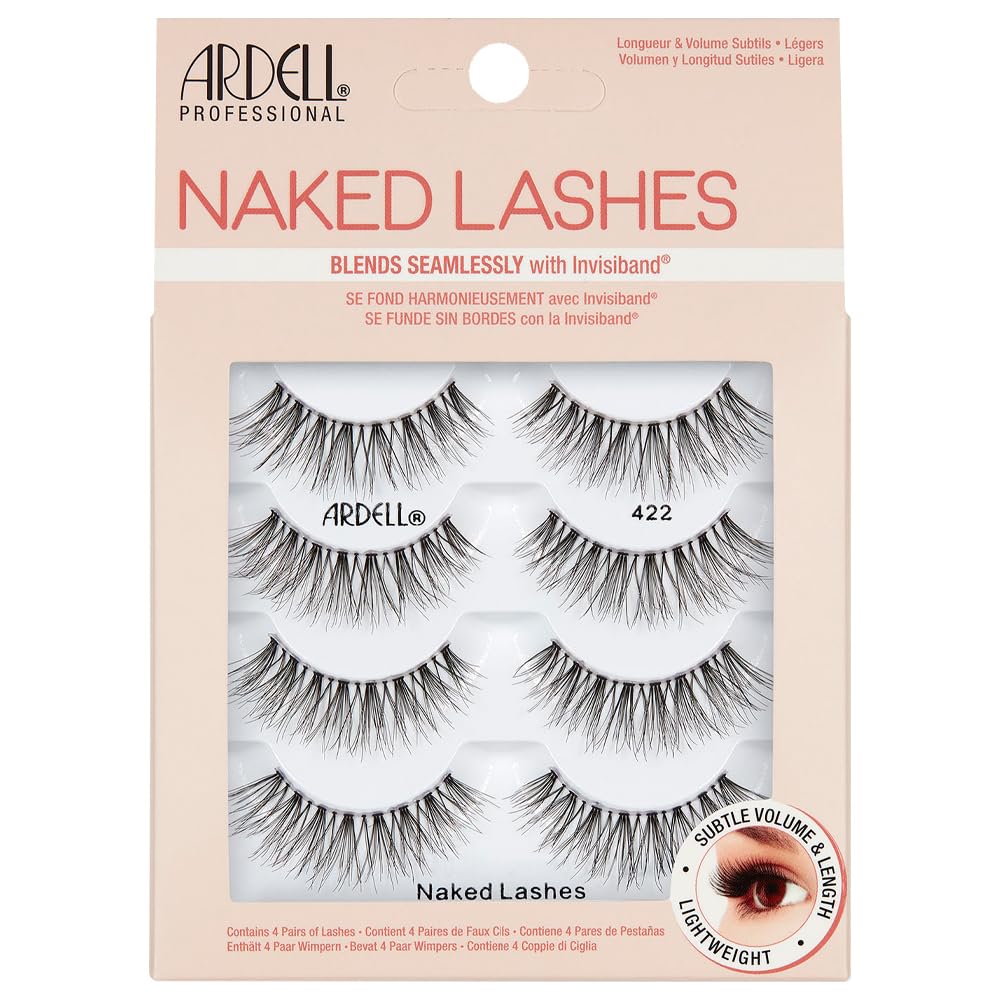 Ardell Naked Lashes 422 emballage montrant le pack de quatre paires prête à l'emploi.