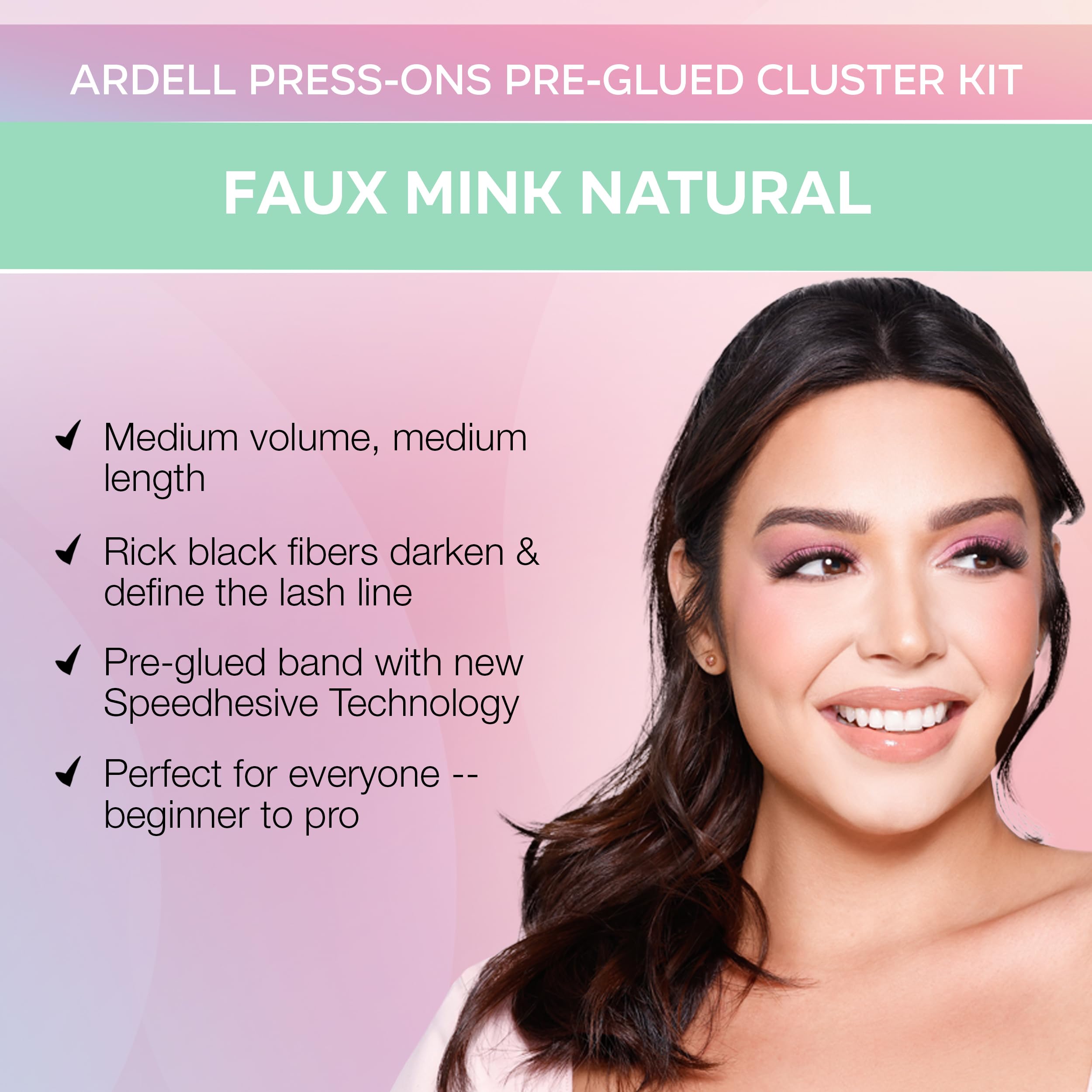Ardell Press On Fauxmink Naturel 60 ct, application sous les cils pour un effet invisible.