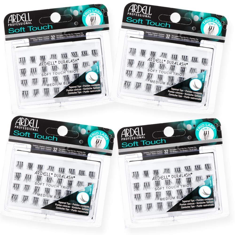 Ardell Soft Touch Trios Medium Individuals in Black with Invisiband close-up for seamless blend