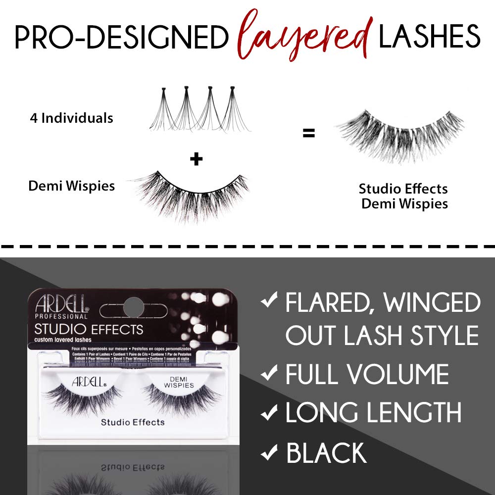 Ardell Studio Effects Demi Wispies 4 paquets réutilisables pour plusieurs looks.