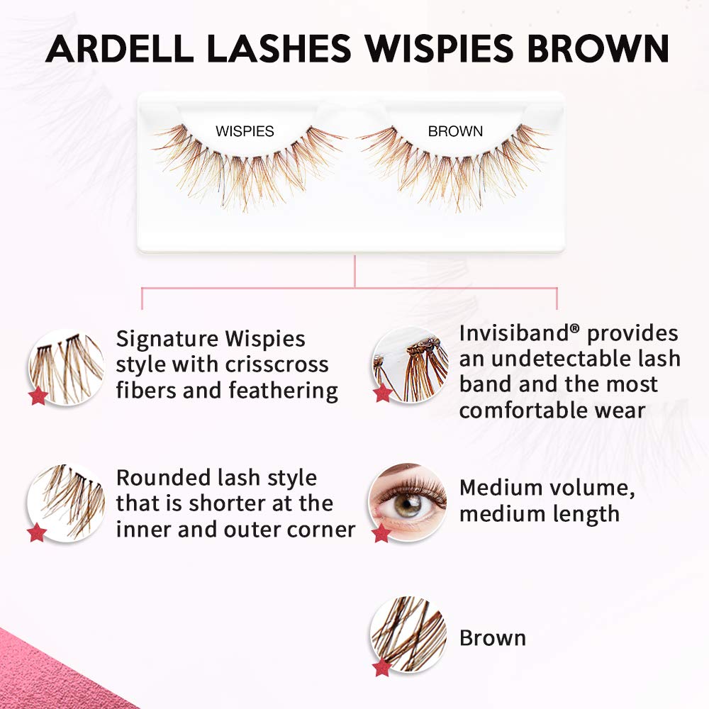 Ardell Wispies brun : bande invisible pour une pose confortable et naturelle.