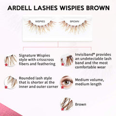Ardell Wispies brun : bande invisible pour une pose confortable et naturelle.