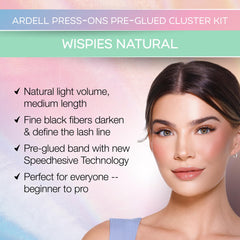 Ardell Wispies Natural, application sous-cils, aspect naturel sans bandes visibles.