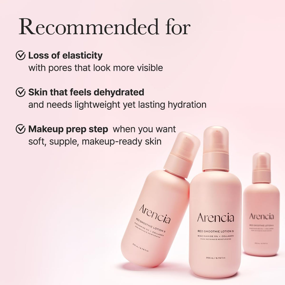 ARENCIA Red Smoothie Lotion – Peau hydratée et lumineuse après usage régulier.