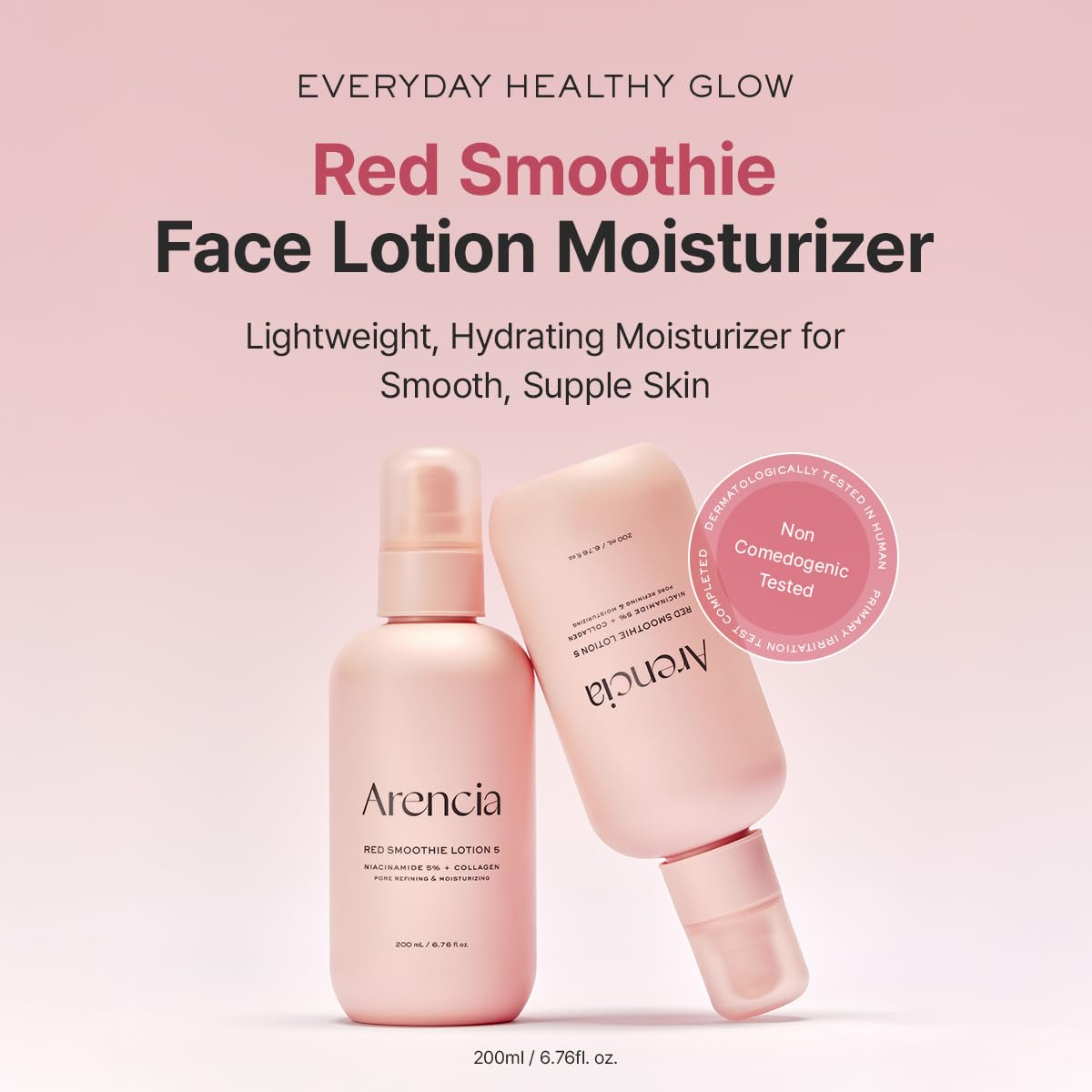 ARENCIA Red Smoothie Lotion – Texture crème légère qui pénètre rapidement et laisse la peau confortable.