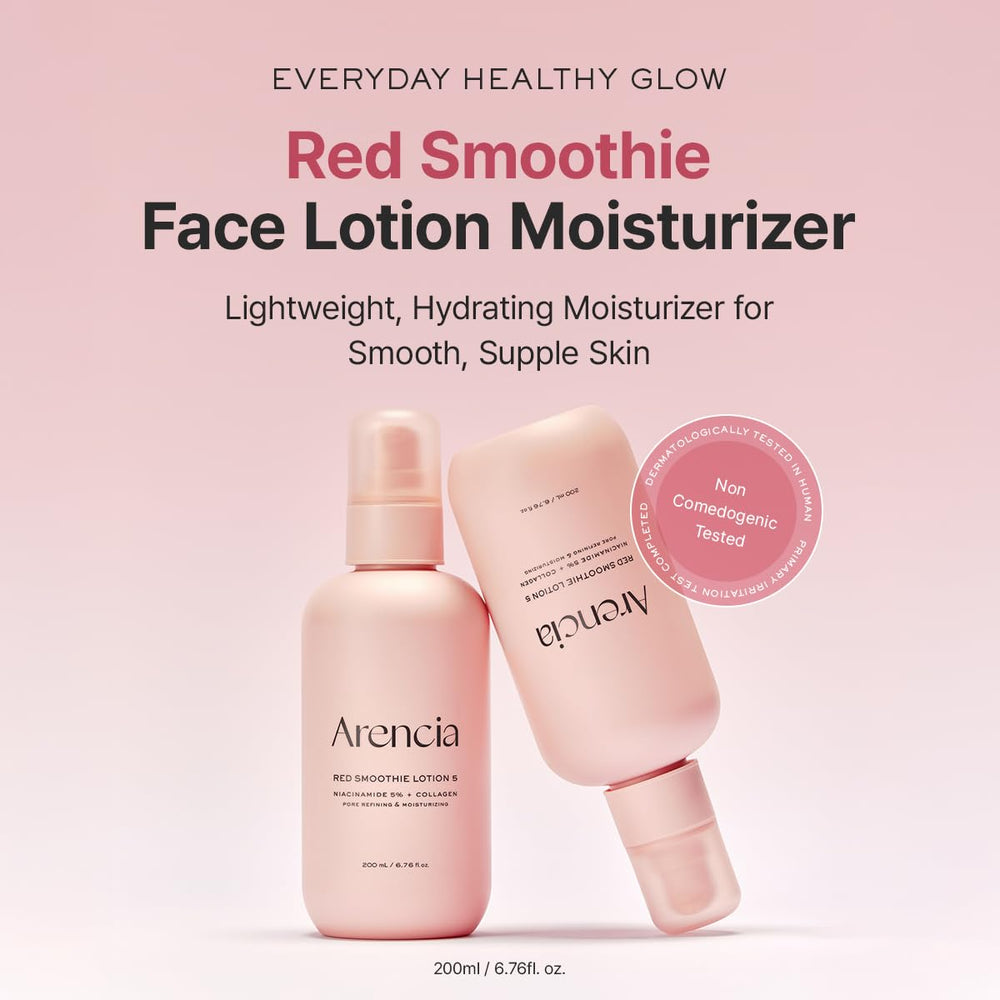 ARENCIA Red Smoothie Lotion – Texture crème légère qui pénètre rapidement et laisse la peau confortable.