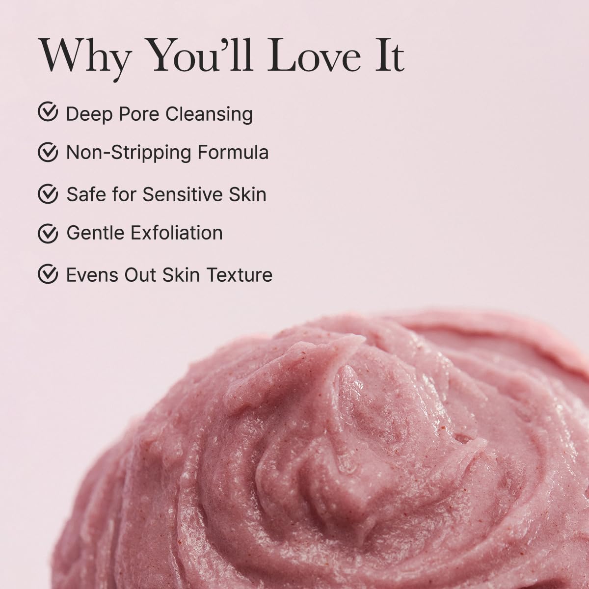 ARENCIA Mousse douce Rosehip Riz Mochi : texture onctueuse prête à être appliquée.