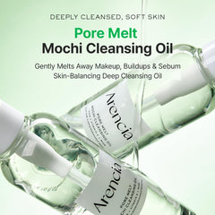 Texture huile soyeuse ARENCIA Pore Melt Mochi qui glisse sur la peau