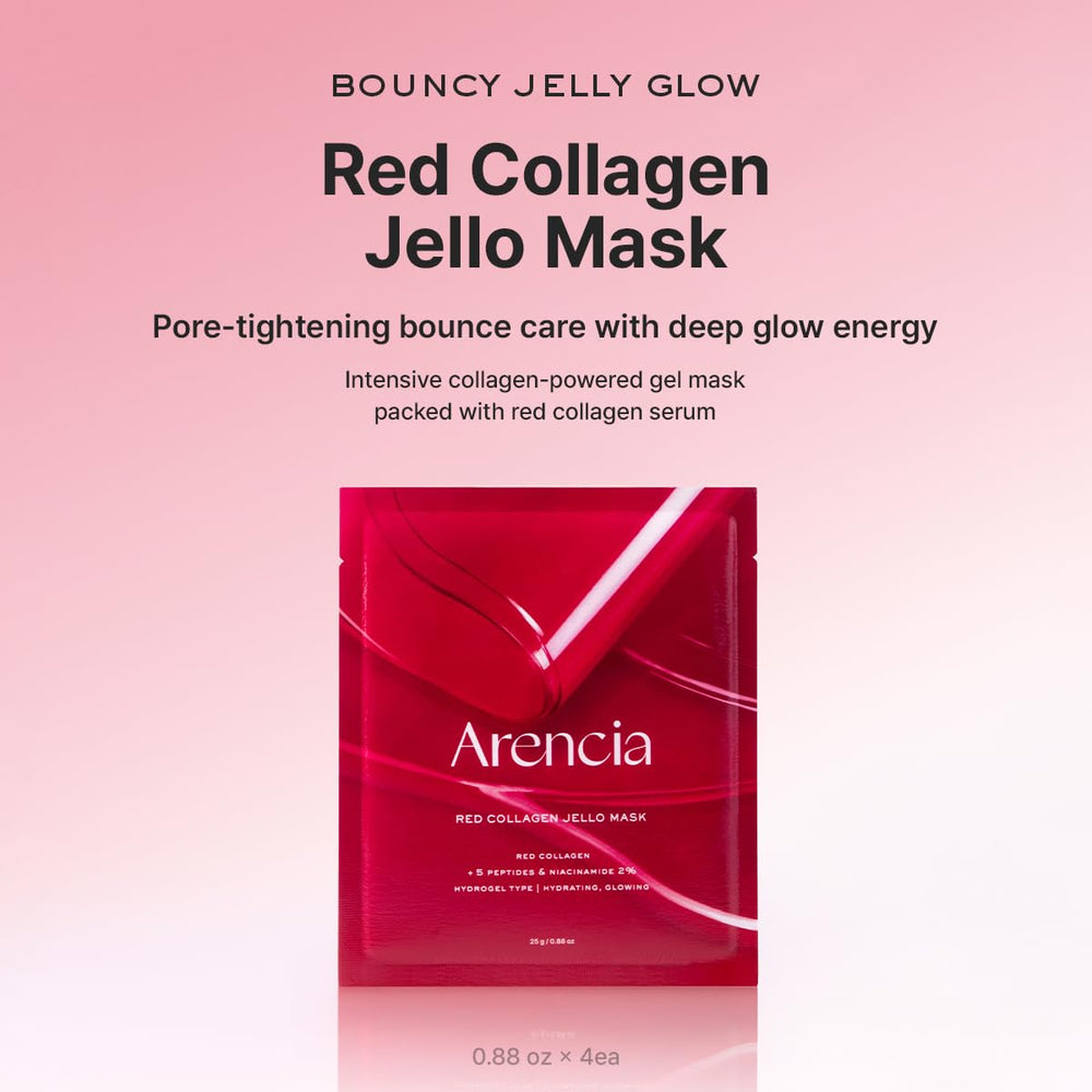 ARENCIA Red Collagen Jello Mask prêt à l’application avec texture soyeuse.