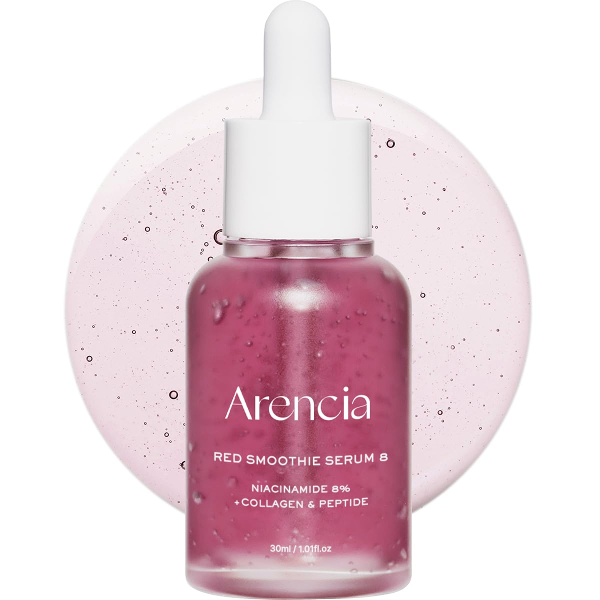 Sérum Arencia Rouge-Collagen Bouteille-Pompe: lift léger et peau plus ferme.