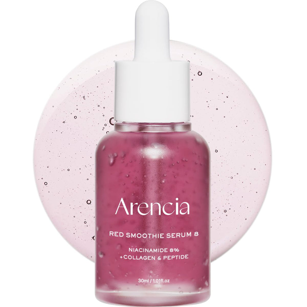 Sérum Arencia Rouge-Collagen Bouteille-Pompe: lift léger et peau plus ferme.