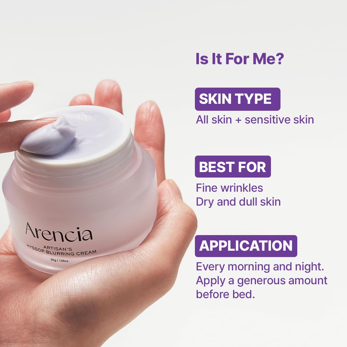ARENCIA Hysope Crème Hydratation quotidienne, absorption rapide