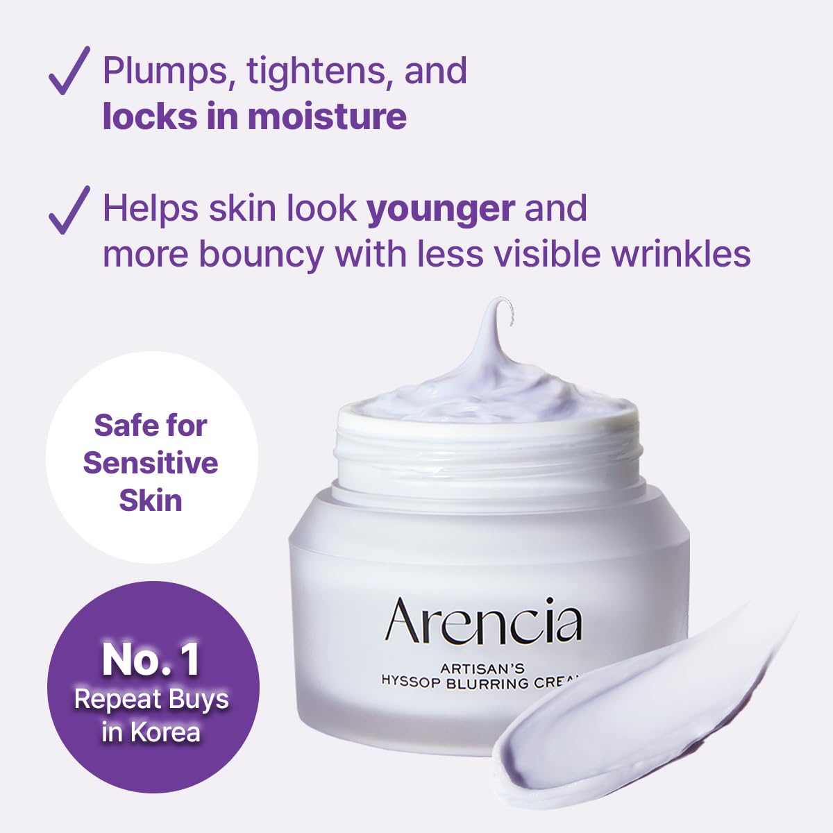 ARENCIA Hysope Crème pour peaux sensibles, formule douce sans parfum