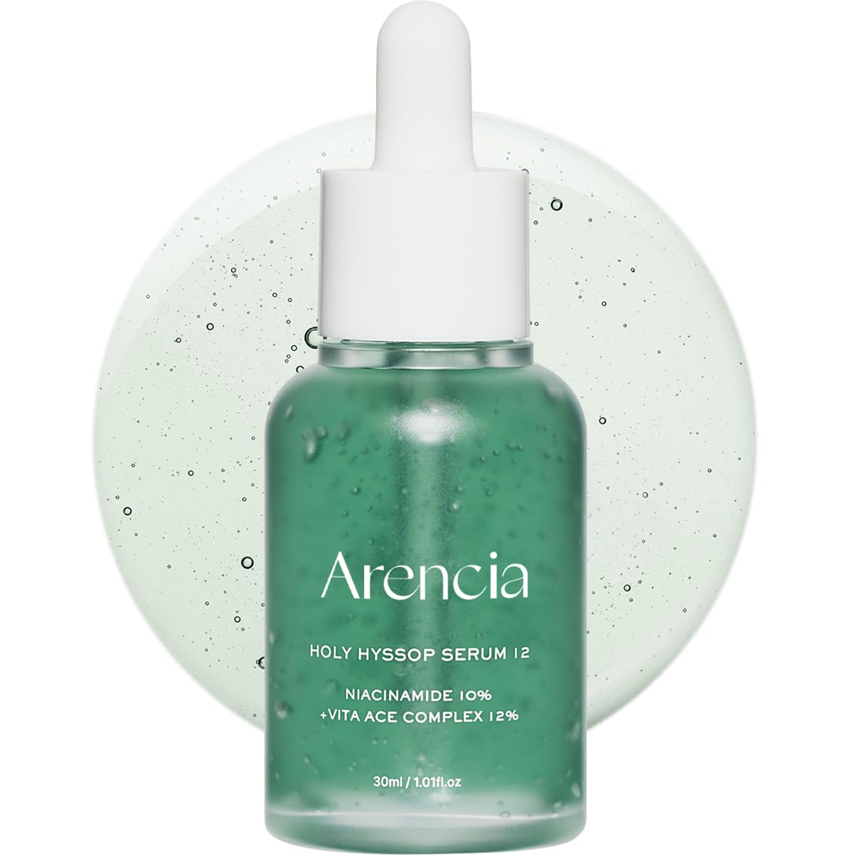 ARENCIA Hyssop Glow Serum, bouteille lumineuse évoque l'éclat durable de la peau.