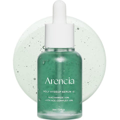 ARENCIA Hyssop Glow Serum, bouteille lumineuse évoque l'éclat durable de la peau.