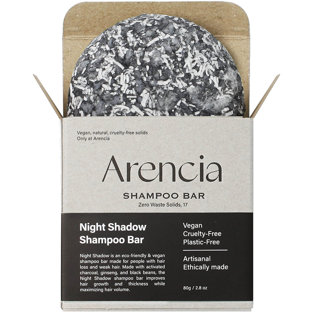 ARENCIA Night Shadow barre-biotine, emballage zéro déchet, routine durable.