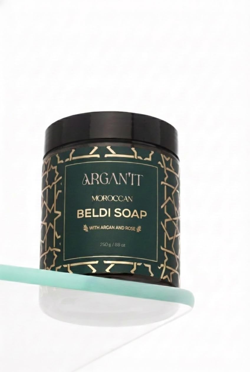Savon noir marocain Argan'It au parfum de rose, revitalise et prépare l'exfoliation