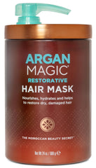 Argan Magic Restorative Hair Mask bottle for hydration and shine.