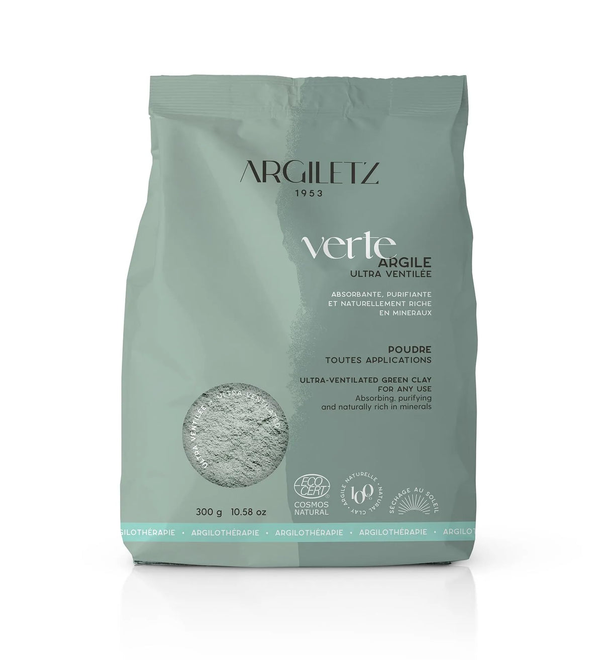 Argiletz argile verte française ultra ventilée prête pour la routine peau.