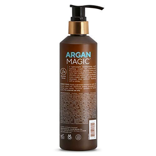 Flacon Argan Magic montrant huile d’argan et biotine pour nourrir les cheveux.