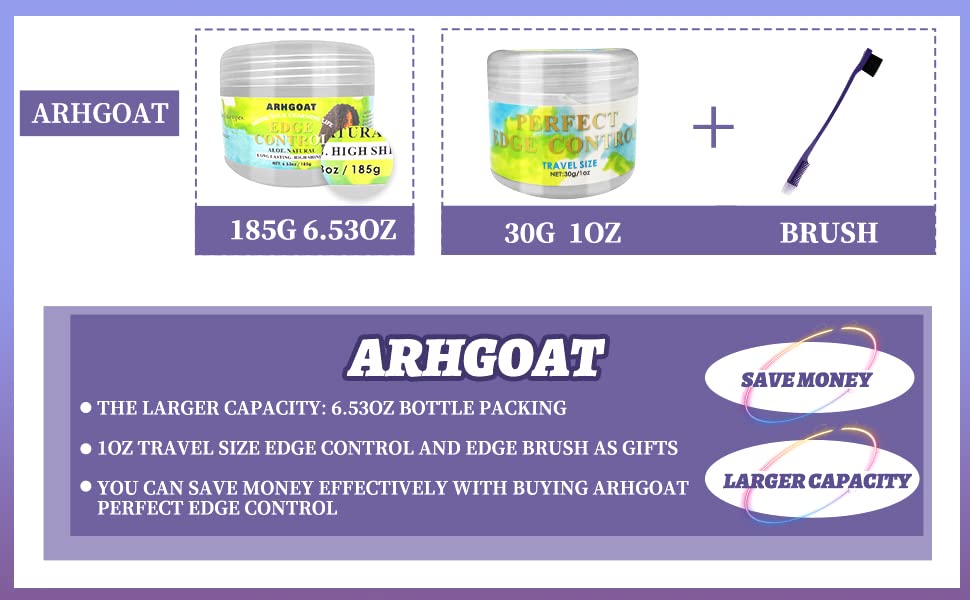 ARHGOAT Edge Control – formule naturelle à l’aloe pour cheveux sains.